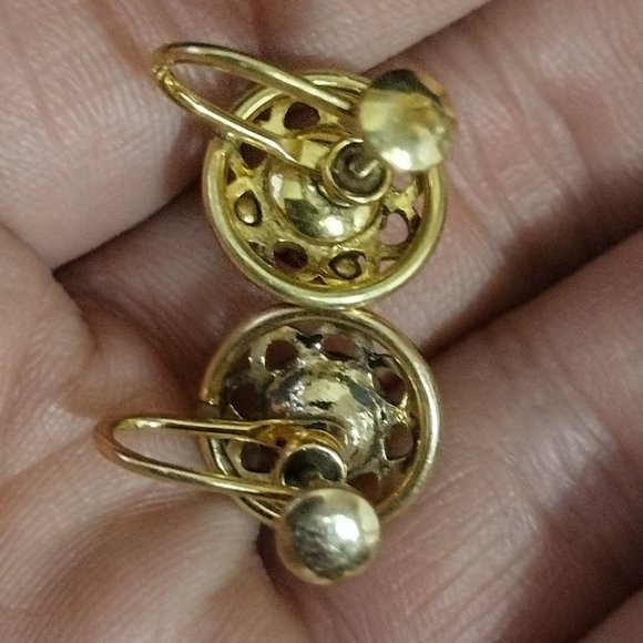 Antique  10k gold filled with garnet screw back clip on earrings - Picture 4 of 8